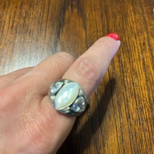 Stargazer Ring - out of this world gorgeous cubic zirconia, mother of Pearl
